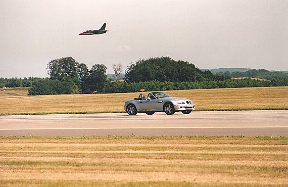 Brosnan's stunt double in BMW, airplane